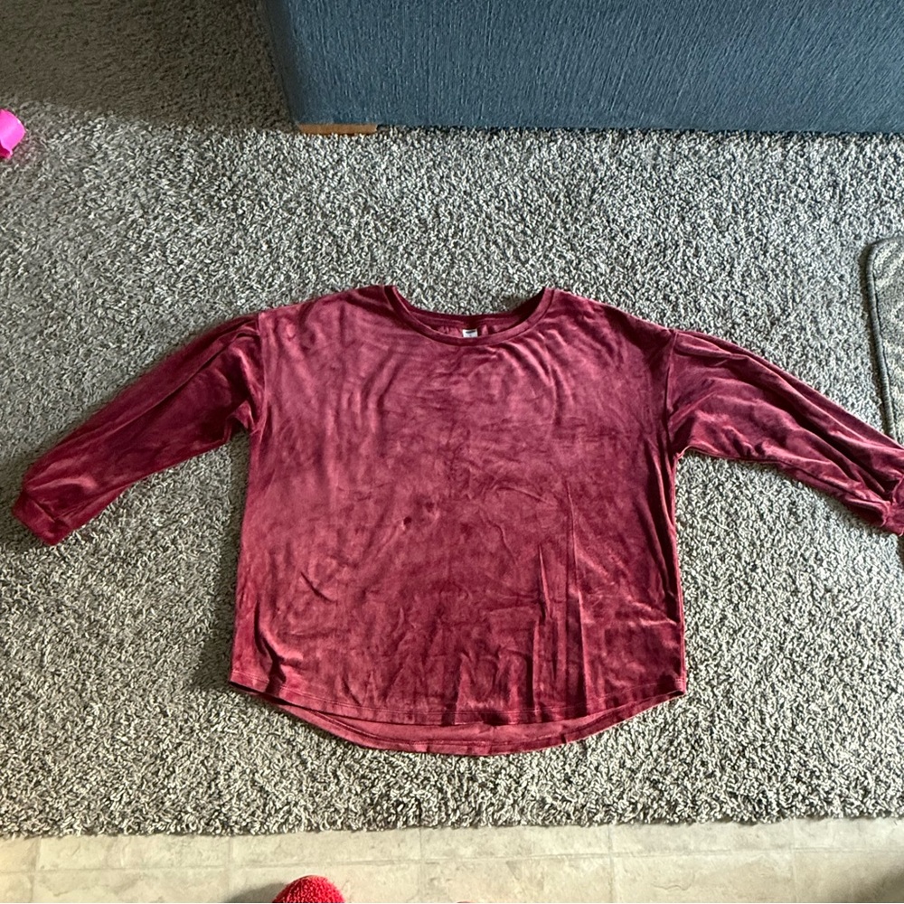 Old Navy Women's Velvet Top in Burgundy- size XL